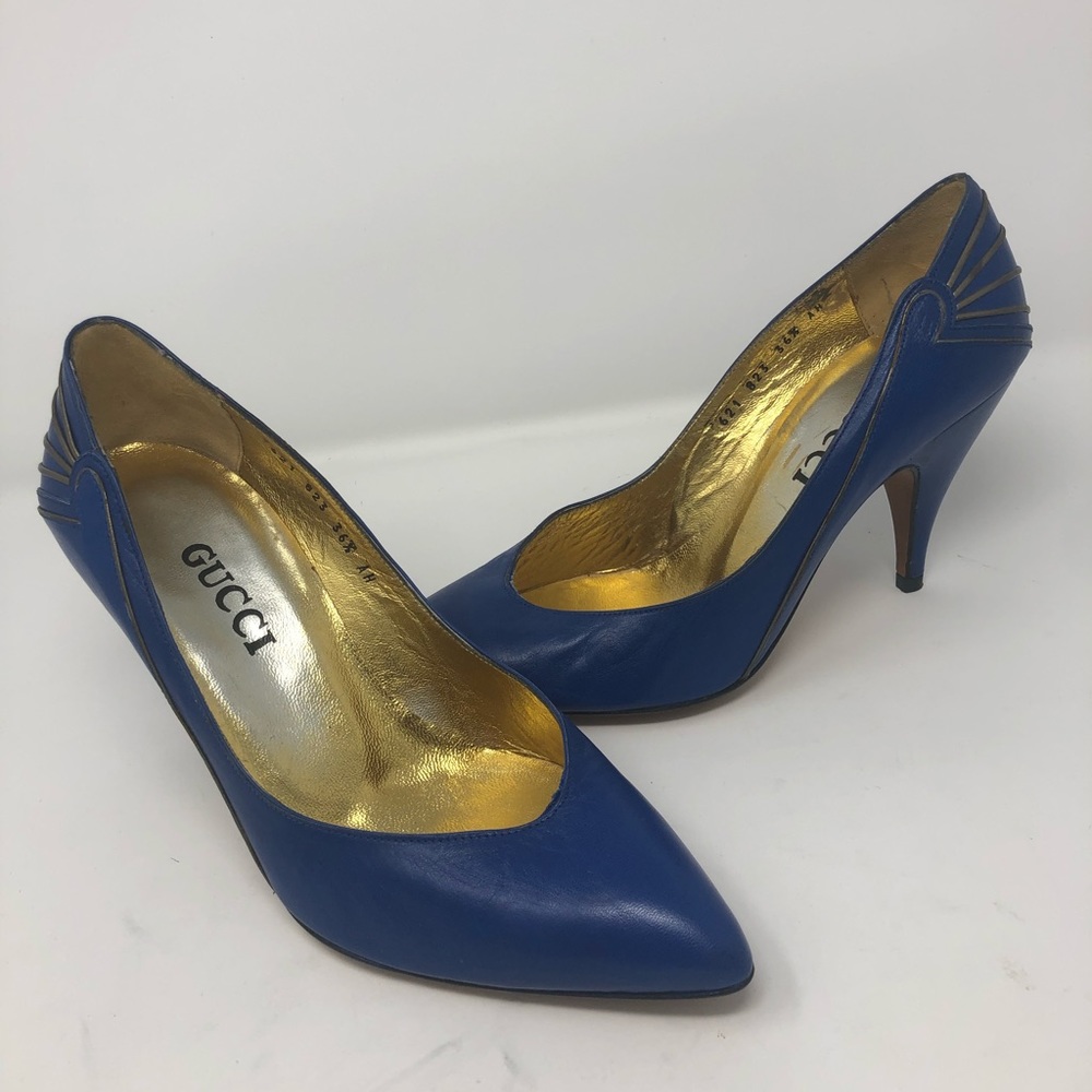 Vintage Gucci blue heels pumps